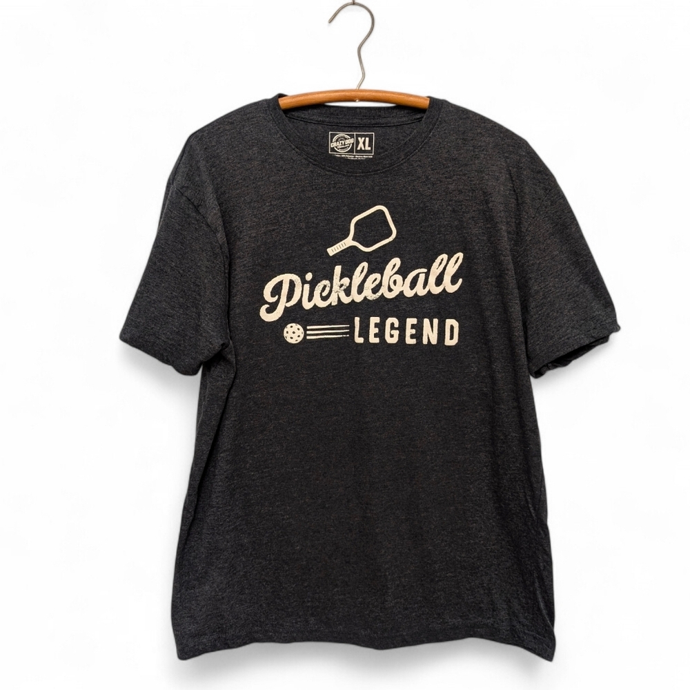 PICKLEBALL Graphic TShirt Crazy Dog XL Heathered Navy Legend Soft Tee